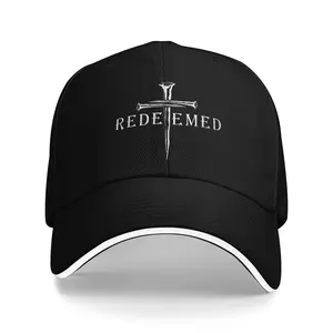 CampaignUnisex Adjustable Trucker Dad Hat - Black Baseball Cap With White Cross & Redeemed Print, Breathable Non-Stretch Fabric For Running, Workouts, Outdoor Activities, All Seasons, Allseason Headwear, Sporty Design, Stru