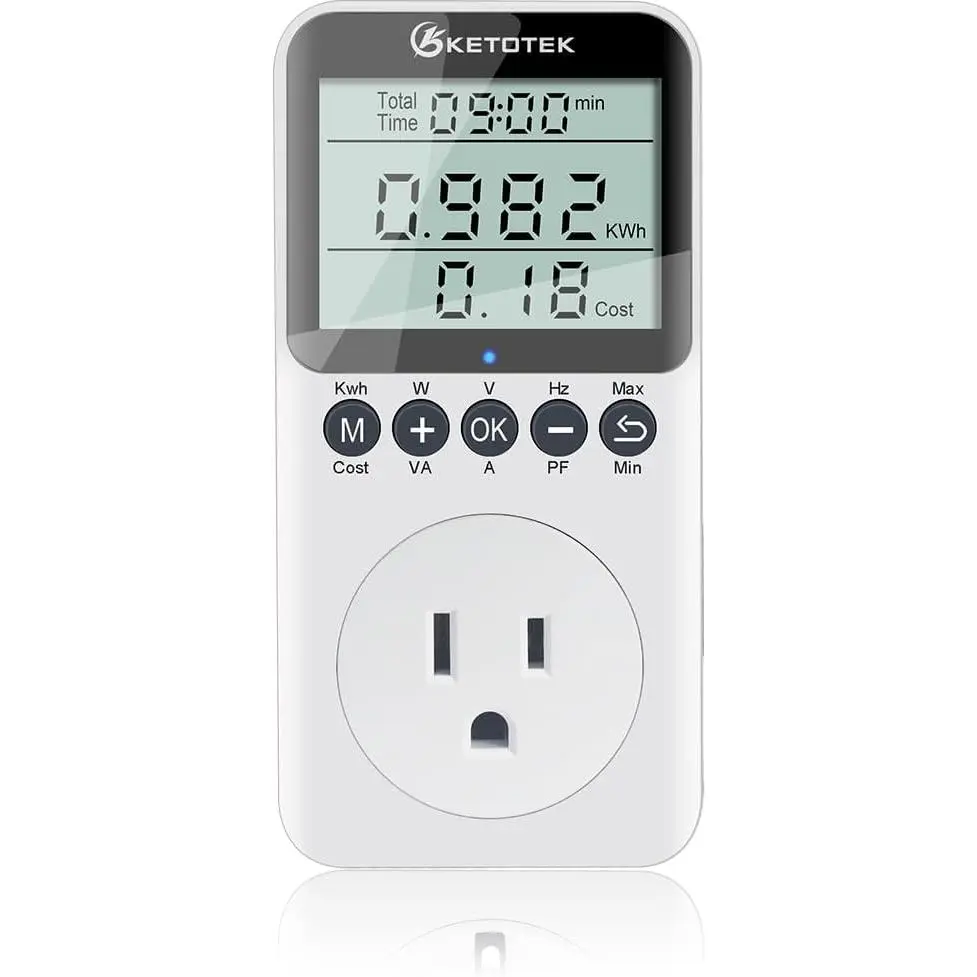 Watt Meter Power Meter Plug Electricity Usage Monitor for Home, Energy Monitor with LCD Display, Kilowatt Meter Socket Outlet, Voltage Amps Power Consumption Meter, Overload tection