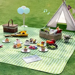 Extra Large Picnic Outdoor Blanket, Waterproof Foldable Blankets Gingham Picnic Mat for Beach, Camping Grass Lawn Park Accessories Cute Couple Gifts Ideas Wedding Registry