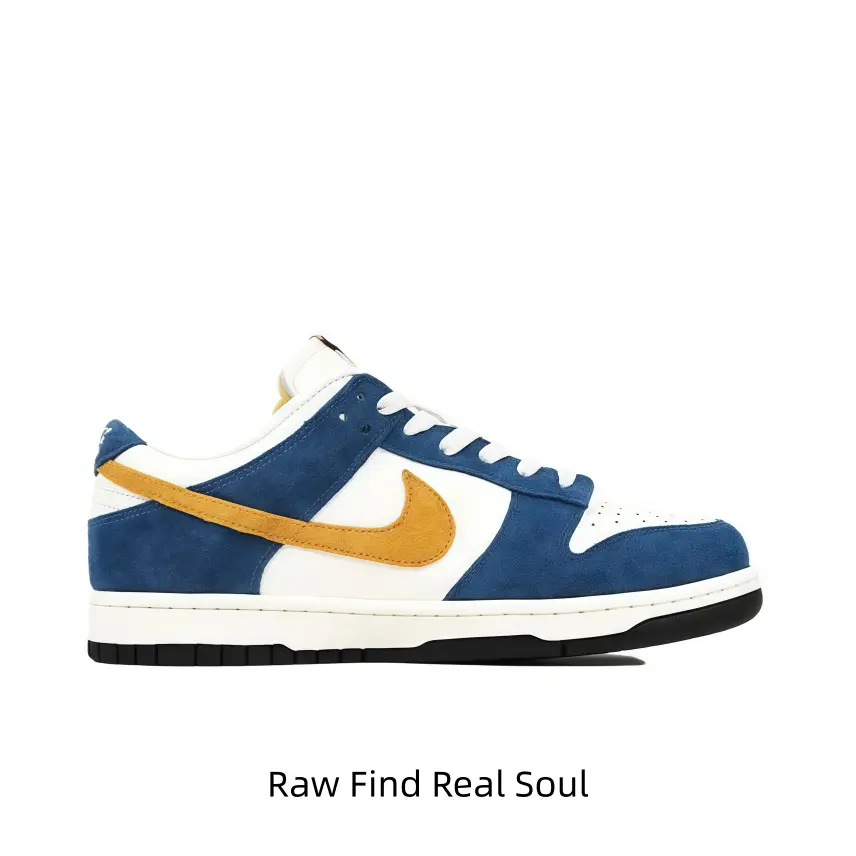 White Blue Mustard Low Top Sneakers Breathable Perforated Upper Black Non Slip Outsole Fashion Daily Shoes