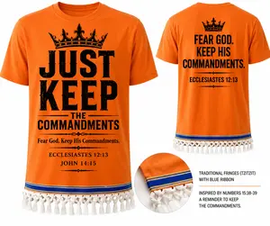 Just-keep-the-commandments-shirt-with-fringes-ribbon-of-blue-john-14-15-ecclesiastes-12-13-mens-faith-based-t-shirt-hebrew-heritage-apparel Orange Framed Man T-Shirt - Oversized Fit Casual Top for Men - Menswear