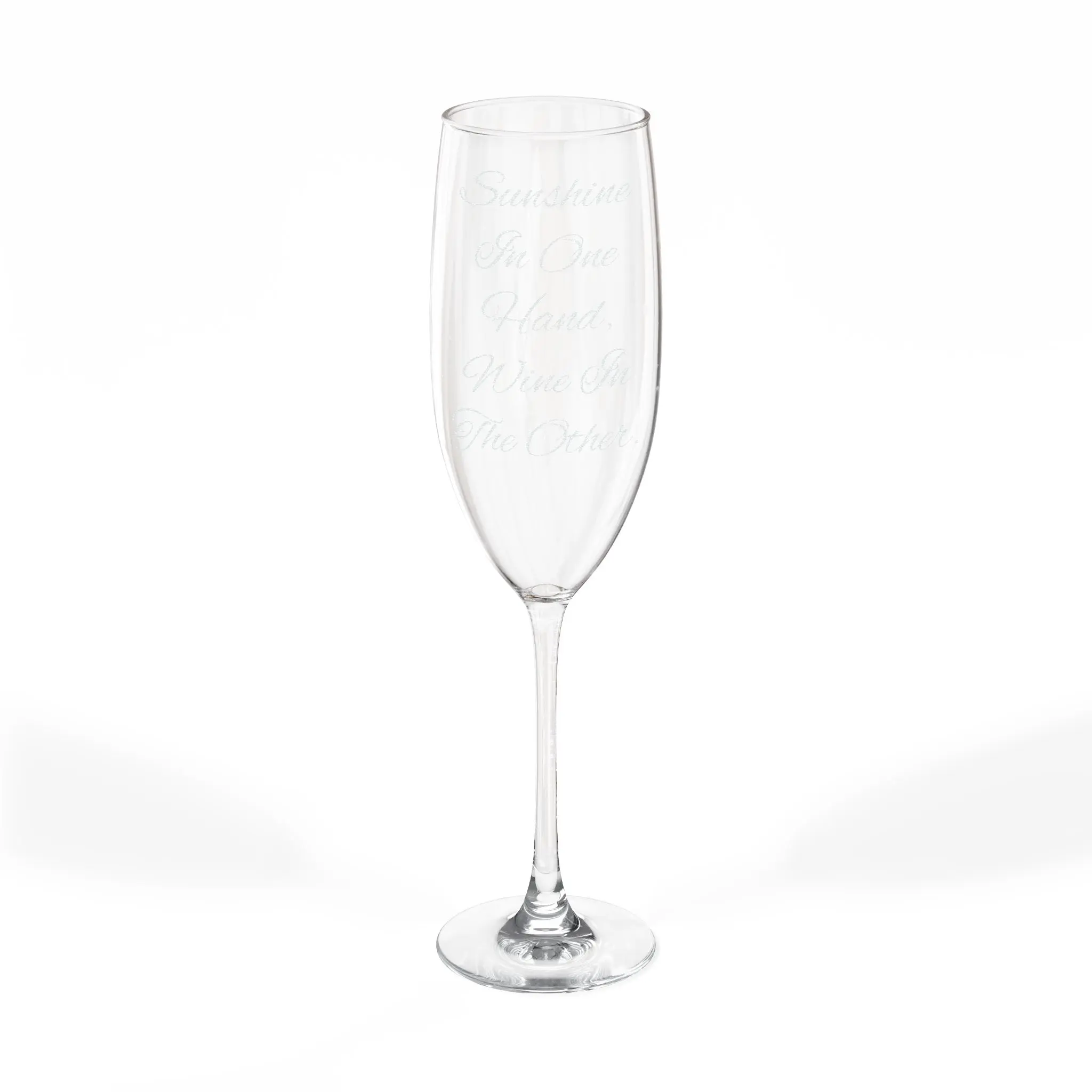 Engraved Script Champagne Glass 8oz | Personalized Flute, Wedding Toast