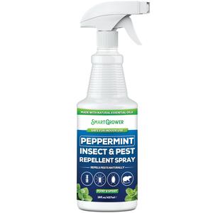 Smart Grower Natural Peppermint Oil Insect and Pest Spray – Maximum Strength - Safe Scent Formula for Home & Garden – 16 FL OZ Insect Repellent