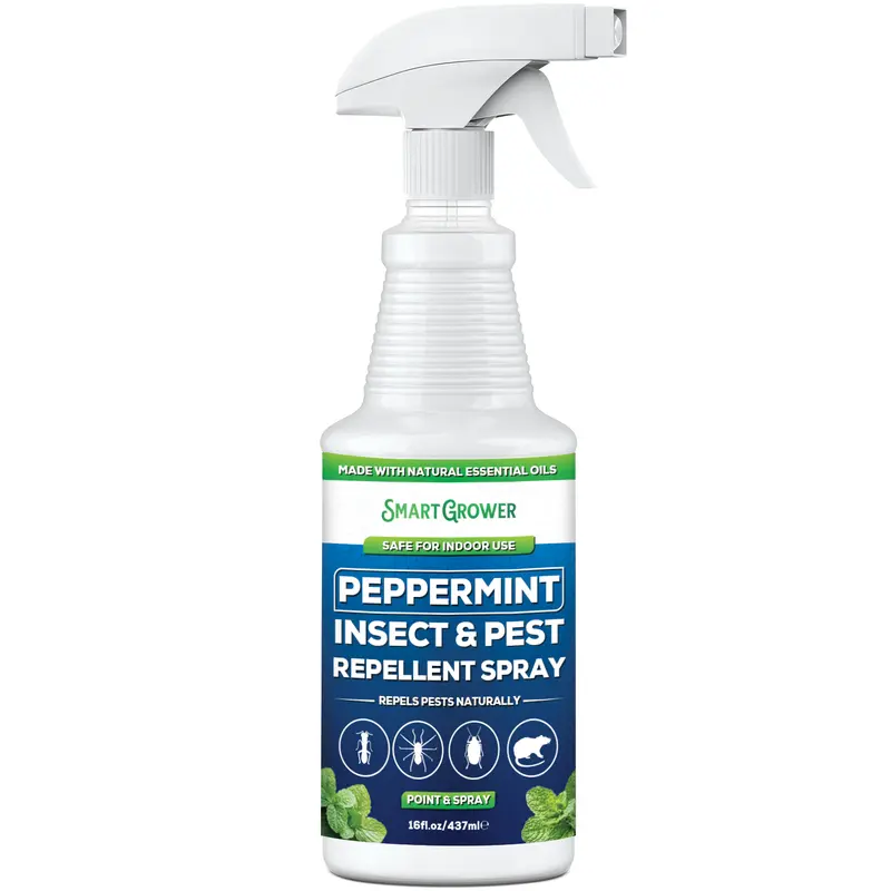 Smart Grower Natural Peppermint Oil Spray – Safe Scent Formula for Home & Garden – 16 FL OZ