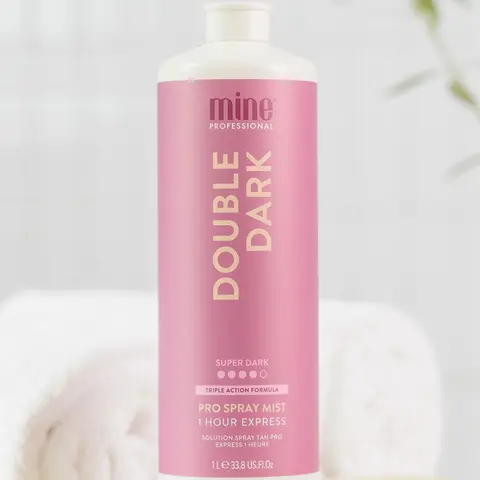 MineTan Double Dark Spray Tan Solution - Salon Professional Vegan Cruelty-Free Express Self-Tanner, 1-Hour Rapid Dry, Vitamin C Antioxidants, Coconut Scented, Long Lasting Bronzers, Hydration, All Skin Types, At Home Spray Tan Body Care Item