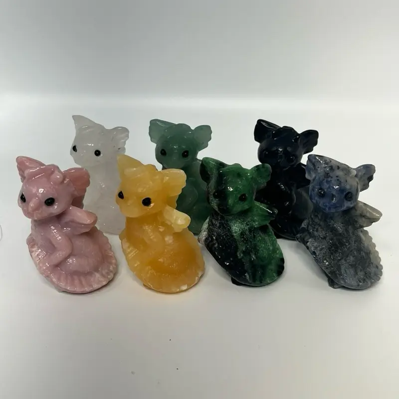 Mini Crystal Dragon Carving Authentic Crystals Random Selection Assorted Colors Decorative Figurines