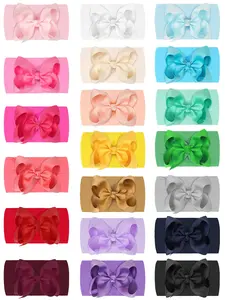 20 Pack Baby Hair Bows, 4 inch Butterfly Knot Headbands, High Elastic Soft Hair Accessories for Newborns & Toddlers, Cute Infant Shower Gifts, Elastic Hair Accessory