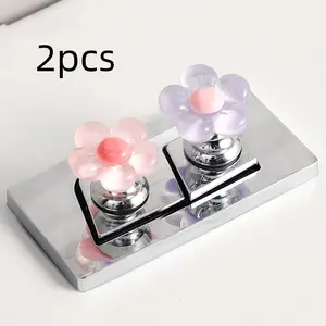 Flower-Shaped Toilet Button Nail Art Bathroom Water Tank Switch Key Universal Pressing Cover Flush Small Flower Design