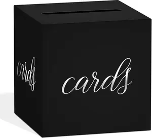Black  Card Box with  Foil Design, Suitable for parties, Receiving Box for Birthdays Party, Wedding Receptions, Bridal &  Showers, Graduations, Retirements, Anniversaries