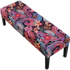 Dining Room Bench Covers, Stretch Cushion Covers Removable Washable Bench Slipcover, Printed Bench Seat Protector Rectangle Bench Cover for Dining Room, Living Room, Bedroom,