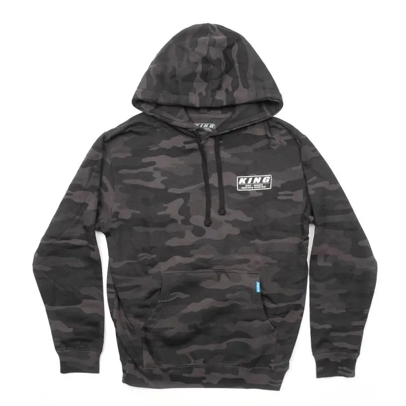 KING SHOCKS (DARK) BLACK CAMO PULLOVER HOODIE, Trendy 3D Hoodie, Realistic Print Sweatshirt, Cool Unisex Fashion Top