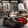 KEENSK Professional Anti-slip Work Clogs for Men & Women - Waterproof Lightweight with Wide Toe Box & Red Rubber Sole for Kitchen Restaurant Nursing Home Indoor & Outdoor Use
