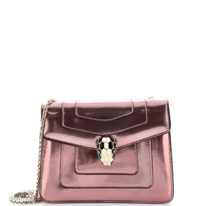Pre-owned Bvlgari Patent Leather Shoulder Bags Serpenti Forever Square Shoulder Bag Metallic Leather Small by Rebag
