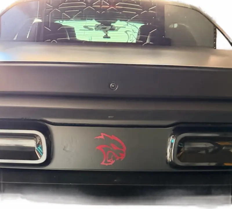 Dodge challenger rear center hellcat head blackout
