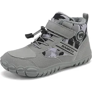 Winter Snow Boots Boys Girls Wide Toe Box Warm Barefoot Hiking Shoes Fur Lined Outdoor Ankle Walking Boots