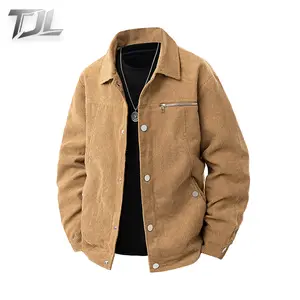 TJL Men's Corduroy Casual Jacket Relaxed Fit Vintage Style Button Down Shacket with Chest Pocket & Zipper Detail mr plankton gift for him tiktok shop black friday lapel zip men zip men Men's Varsity Baseball Sweatshirt Coat