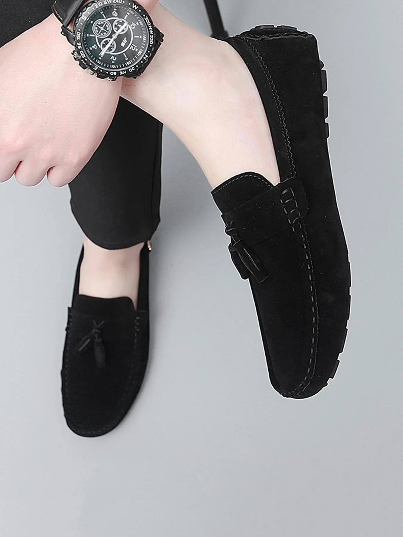 Men's Business Style Solid Color Slip-on Loafer Shoes, Fashionable Casual Comfortable Flat Shoes for Daily Wear, Lightweight Breathable Shoes for All Seasons, Boy, Business Style Loafers, PU Leather Footwear