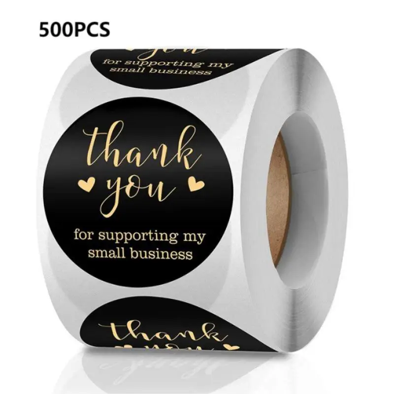Thank You for Supporting My Small Business Sticker, 500pcs/roll Self Adhesive Round Label Sticker, Decor Sticker for Gift Greeting Card