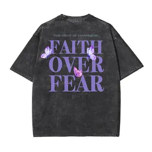 Faith Over Fear Christian Unisex Washed T-Shirt – Faith-Inspired Style