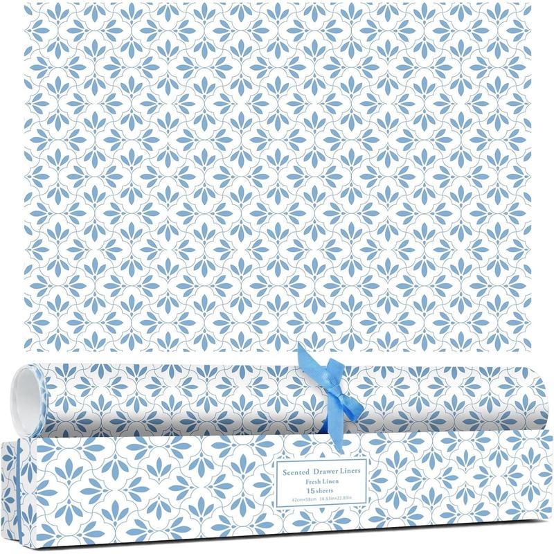LA BELLEFÉE Linen Scented Drawer Liners 15 Sheets, Dresser Drawer Liner Drawer Paper Liner Gift for Women, Drawer Liners for Dresser, Shelf, Cabinet, Bathroom, Closet, Shoe Chest