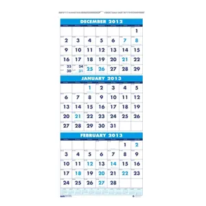 212 MAIN Compact 3-Month Vertical Wall Calendar Planner, Large Print Recycled Paper, Dual-Use Desk Calendar, Office Stationery Supplies for Office Organization