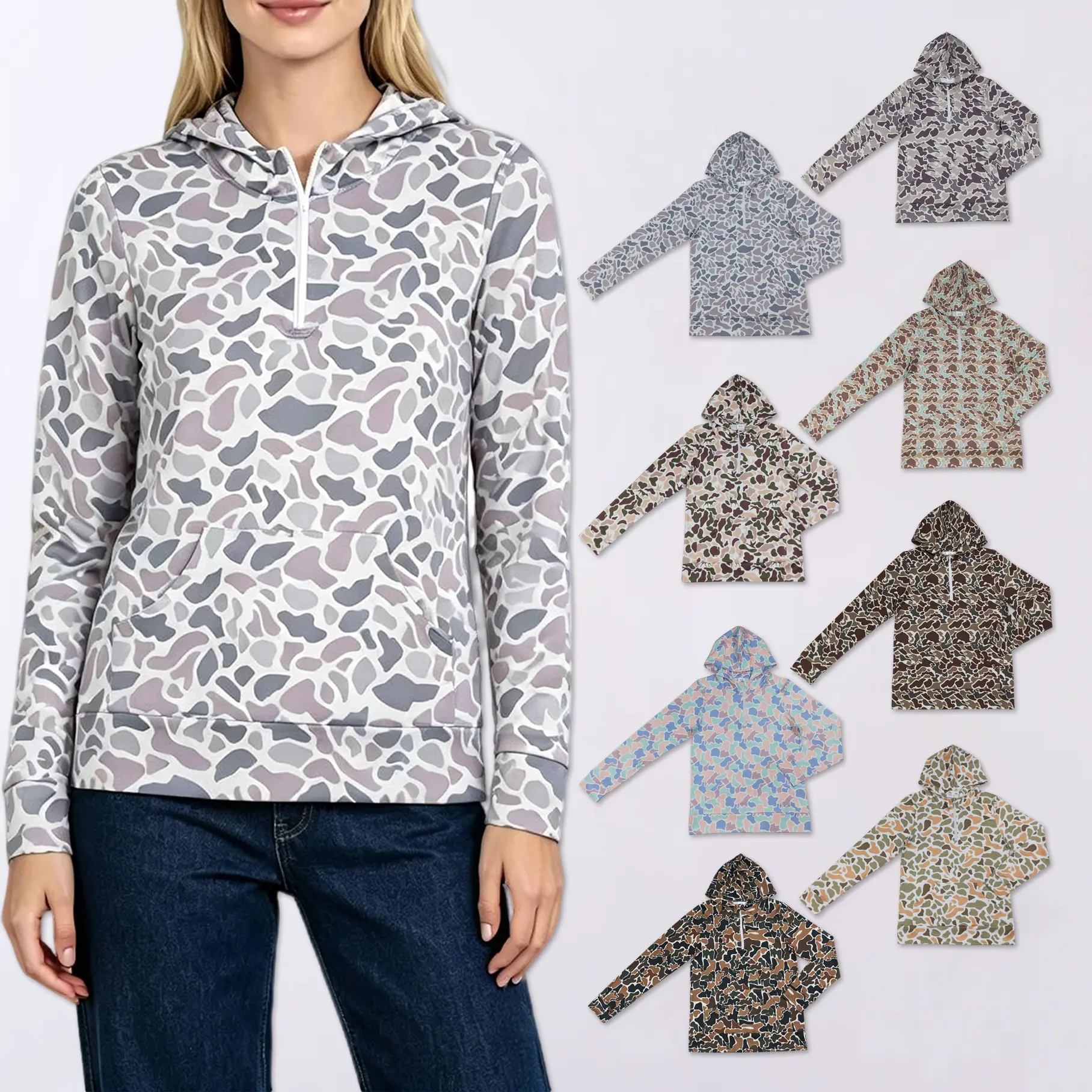 Hunting Camo Zipper Women Adult's Hoodie Shirt Pullover