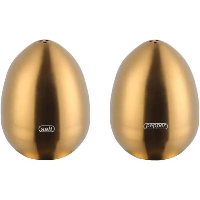 Salt Pepper Shaker Set: Stainless Steel Salt & Pepper Dispenser 2 Pieces for Kitchen (Gold)