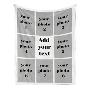 Custom Pink Photo Flannel Blanket with Text, Personalized Soft Throw Blanket for Couch Bed Sofa, Cute Kawaii Picture Blanket Gift for Couples Family Friends Home Decor