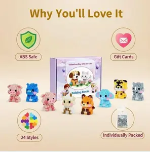 Mini Animal Magnetic Building Blocks - 24 Days Countdown Feature Set with Mixed Color Silicone Beads, Movable Skeleton Robot, Bricks and Minifigs for Kids DIY Keychain Doll, Christmas Gifts Holiday Season Fillers