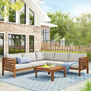 ARCH<old sku:="" fv201207aak.="" note:="" modify="" size="">Wood Structure Outdoor Sofa Set with beige Cushions Exotic design Water-resistant and UV Protected texture High quality acacia wood Strong Metal Accessories</old>