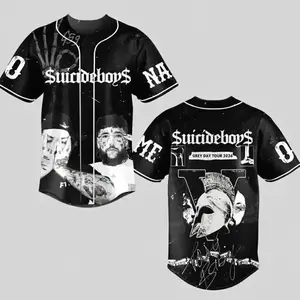 Suicideboy G59 Black Baseball Jersey, Greyday Tour 2026 Jersey Shirt, Suicideboy Merch Shirt, Tour 2026 Shirt For Fan, Streetwear Music Shirt baseball jersey