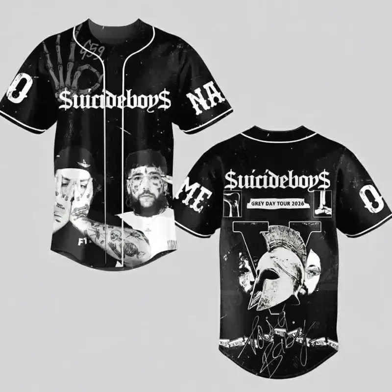 Suicideboy G59 Black Baseball Jersey, Greyday Tour 2026 Jersey Shirt, Suicideboy Merch Shirt, Tour 2026 Shirt For Fan, Streetwear Music Shirt baseball jersey