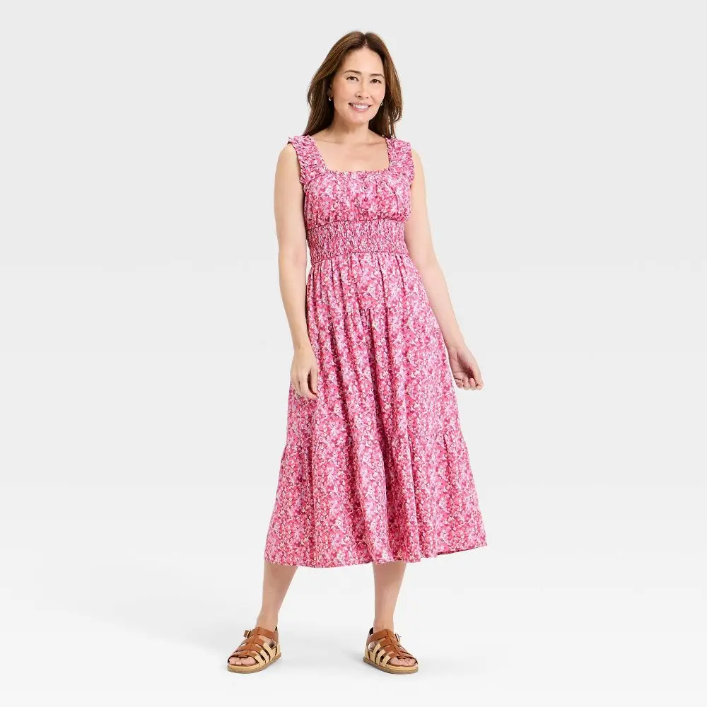 Women's Sleeveless Button-Front Smocked Maxi Empire Waist Dress - Universal Thread - TikTok Shop Women's Sleeveless Button-Front Smocked Maxi Empire Waist Dress - Universal Thread - TikTok Shop
