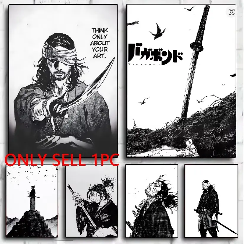 1pc Unframed Vagabond Manga Poster Canvas Art HD art wall waterproof home living room bedroom bar aesthetic decoration (12 Styles Available)