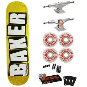 Baker Skateboard Complete B2 Yellow 8.5" Spitfire, Independent, Bones Reds