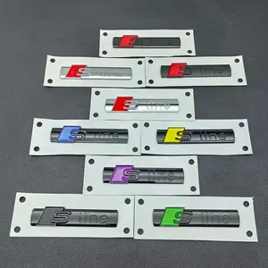 1/2pcs 7.2cm 3D ABS Audi Models Sline Logo S LINE Emblem Car Fender Side Badge Decoration Sticker Decals For Audi Sline A1 A2 A3 A4 A5 A6 A7 A8 TT S3 S4 S5 S6 S7 Q2 Q3 Q5 Q7 Q8 RS3 RS4 RS5 Accessories