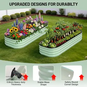 2 Pcs galvanized Raised Garden Bed 4*2*1FT, Raised Garden Beds Outdoor, Rectangle Planter Raised Beds with Gloves and Rubber Edge Trim for Vegetables, Flowers and Herbs