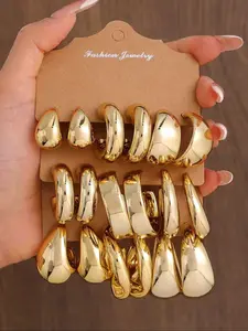 Women's Fashion Earrings Set, High Quality Earrings, C-Shaped Water Drop Design, Multiple Styles & Colors, Perfect for Daily Wear & Gift Ideas