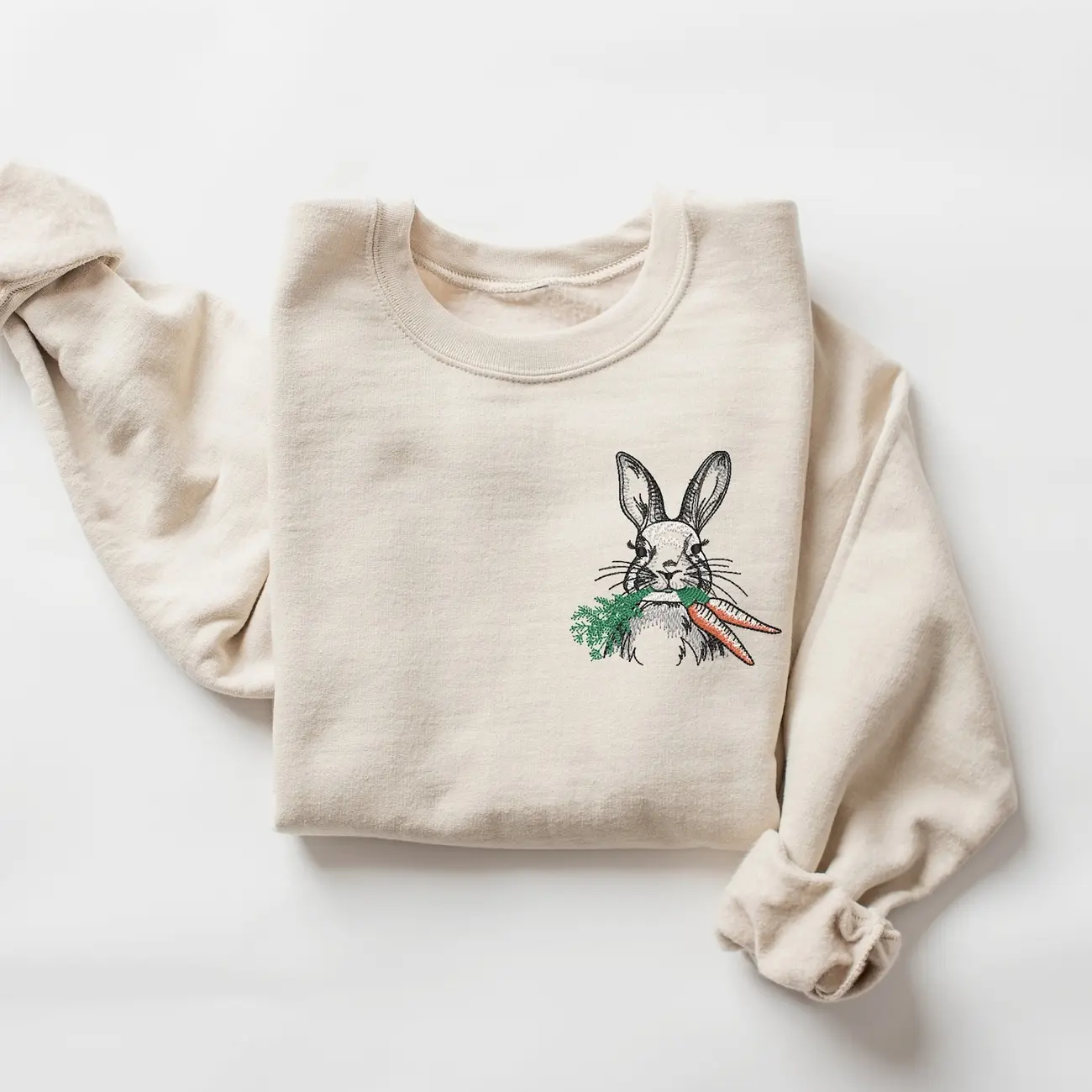 Embroidered Easter Day Sweatshirt, Rabbit Sweatshirt, Easter Bunny Shirt, Easter Shirt, Cute Bunny Sweatshirt