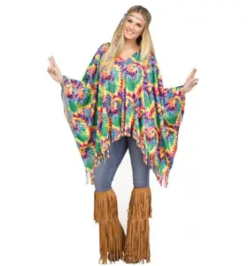 Hippie Poncho - Rainbow Tie Dye - Costume Accessory - Women One Size
