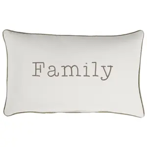 Sunbrella Lumbar Embroidered Pillow - "Family"