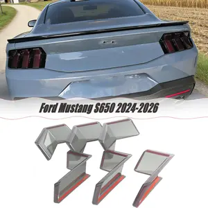 MUTUSAISI Tail Light Covers Guards For Ford Mustang S650 2024-2026, Translucent Smoked Black Rear Light Protective Cover Guards Trim Set Exterior Accessories