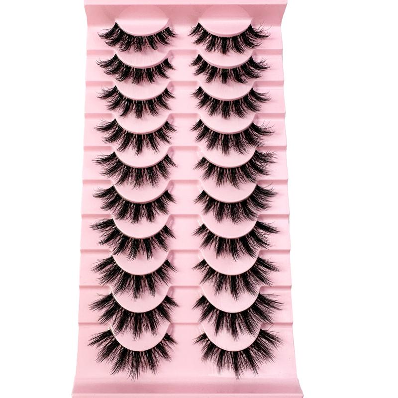 10Pairs Clear Band Lashes Of Luxurious 3D Fluffy False Eyelashes - Thick, Wispy, 3D Volume, Reusable, Soft, Lightweight, Faux Mink Strip Lashes For Dramatic Eye Makeup Look