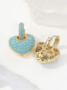 Vintage Fashion Blue Elegant Heart Earrings, High Quality Earrings, Perfect Gift for Women, Casual Style, All Seasons, Plain Pattern, Copper Material