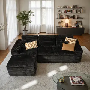 CAODOC Oversize 106" Modern Cloud Sectional Sofa with L-Shape Chaise, Deep Seat, Plush Corduroy, Modular Design, No Assembly Required for Living Room