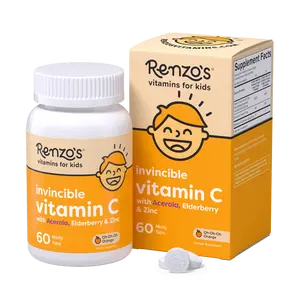 Renzo's Vitamins Invincible Vitamin C for Kids with Acerola Cherry, Zinc, and Elderberry