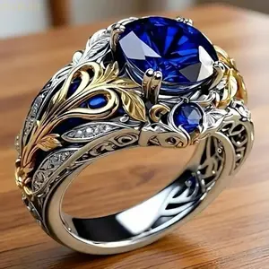DAN QI Two ne Ring Set with Synthetic Sapphire, Vintage Style, Domineering Men's And Women's Rings, Suitable for Daily Wear And Party/ Birthday/ Anniversary Christmas Necklace Gift Multi-Layered Moon Boho Insect Dragonfly Necklace rice grain radiant  cut