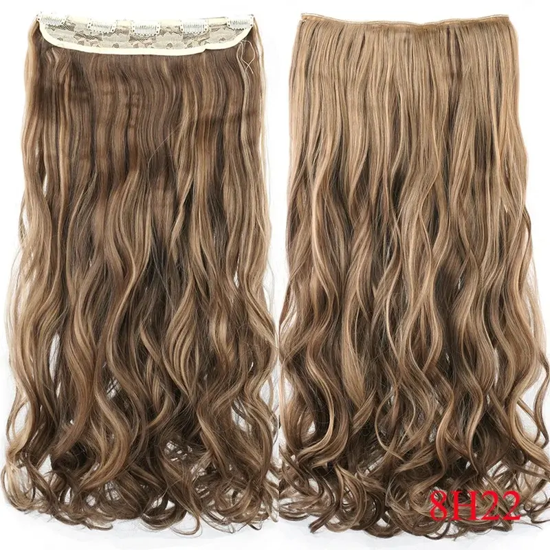 2026 NEW  24'' 28'' Synthetic Hair Charms Clip In Hair Extensions Dirty Blonde Fake Brown Curly Hair Pieces for Women