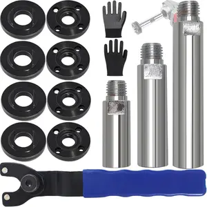 Angle Extension Shaft Rod,14pcs Angle Attachments with 5/8"-11,Include Extension Shaft,Flange Nut,Wrench and Gloves