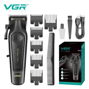 VGR 197 Professional Hair Clippers for Men Cordless & Corded Barber Clippers with Ceramic Stainless Steel Blades LED Indicator Hair Cutting Kit with 6 Guide Combs & Grooming Accessories